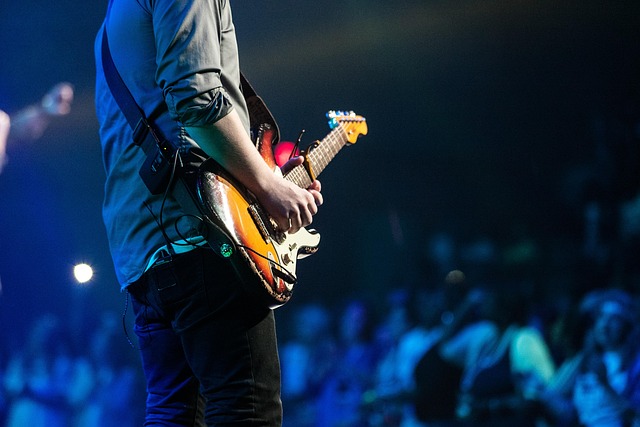 Guitar Lights and Crowd Noise at the Club Rail